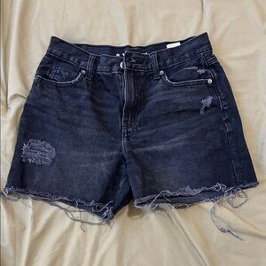 Distressed Black Denim Shorts